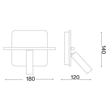 Ideal Lux - LED Nástěnné bodové svítidlo PIANO LED/10W/230V CRI 90 USB černá