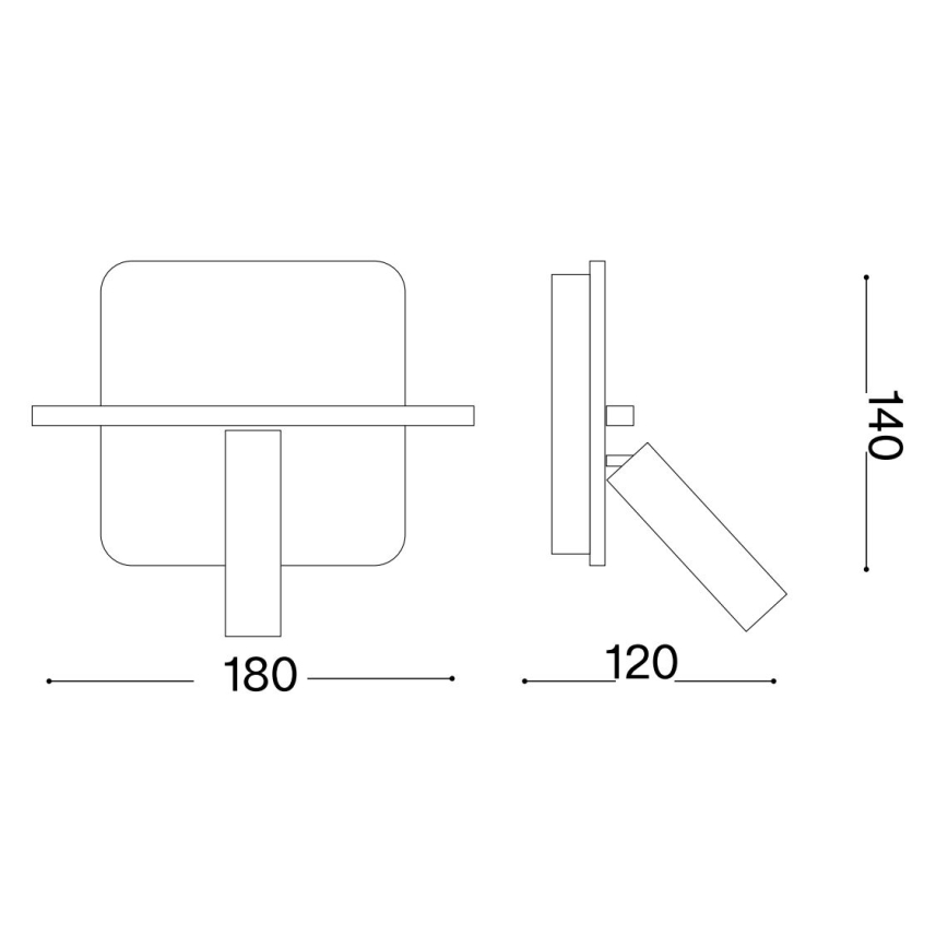 Ideal Lux - LED Nástěnné bodové svítidlo PIANO LED/10W/230V CRI 90 USB černá