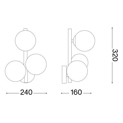 Ideal Lux - LED Nástěnné svítidlo PERLAGE 3xG9/3W/230V černá/kouřová černá