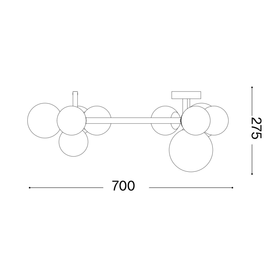 Ideal Lux - LED Přisazený lustr PERLAGE 10xG9/3W/230V pr. 70 cm černá/kouřová