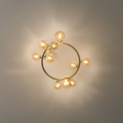 Ideal Lux - LED Přisazený lustr PERLAGE 10xG9/3W/230V pr. 70 cm zlatá/kouřová béžová