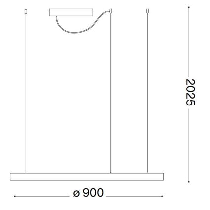 Ideal Lux - LED Stmívatelný lustr na lanku ORACLE SLIM LED/42W/230V 4000K pr. 90 cm CRI 90 černá