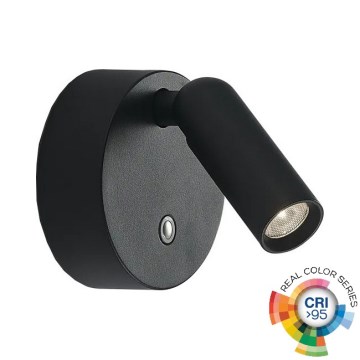 Ideal Lux - LED Stmívatelné nabíjecí dotykové nástěnné bodové svítidlo BEAN LED/3W/5V 2200 mAh CRI 95 černá