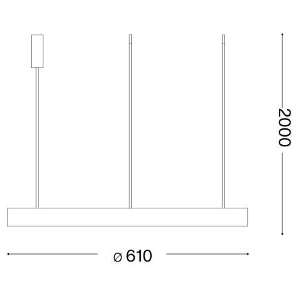 Ideal Lux - LED Stmívatelný lustr na lanku GEMINI LED/48W/230V pr. 61 cm černá