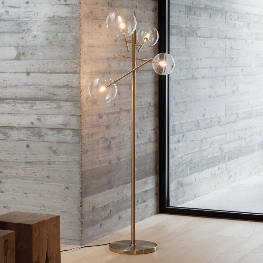 Ideal Lux - LED Stojací lampa EQUINOXE 4xG4/2W/230V mosaz/čirá