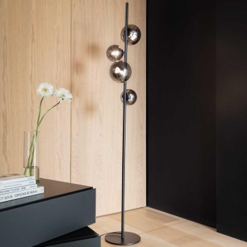 Ideal Lux - LED Stojací lampa PERLAGE 4xG9/3W/230V černá/kouřová