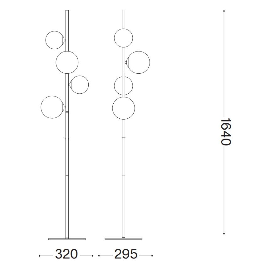 Ideal Lux - LED Stojací lampa PERLAGE 4xG9/3W/230V černá/kouřová černá