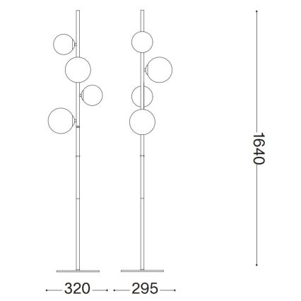 Ideal Lux - LED Stojací lampa PERLAGE 4xG9/3W/230V zlatá/kouřová