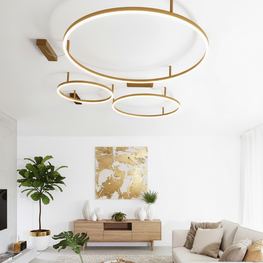 Ideal Lux - LED Stropní svítidlo ORACLE SLIM LED/53W/230V 3000K CRI 90 pr. 90 cm zlatá