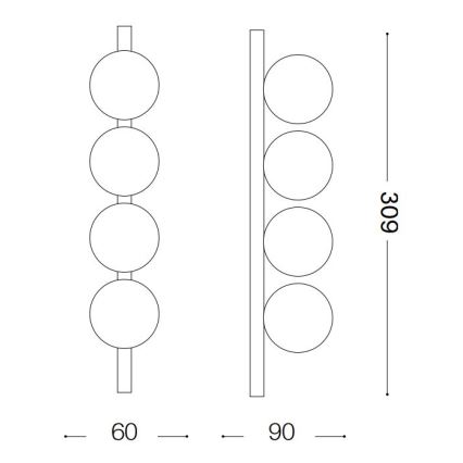 Ideal Lux - LED Stropní svítidlo PING PONG 4xLED/3W/230V CRI 90 černá