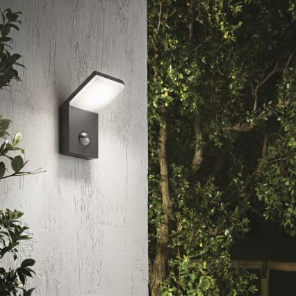 Ideal Lux - LED Venkovní svítidlo se senzorem STYLE LED/9W/230V 4000K CRI 90 IP54 antracit