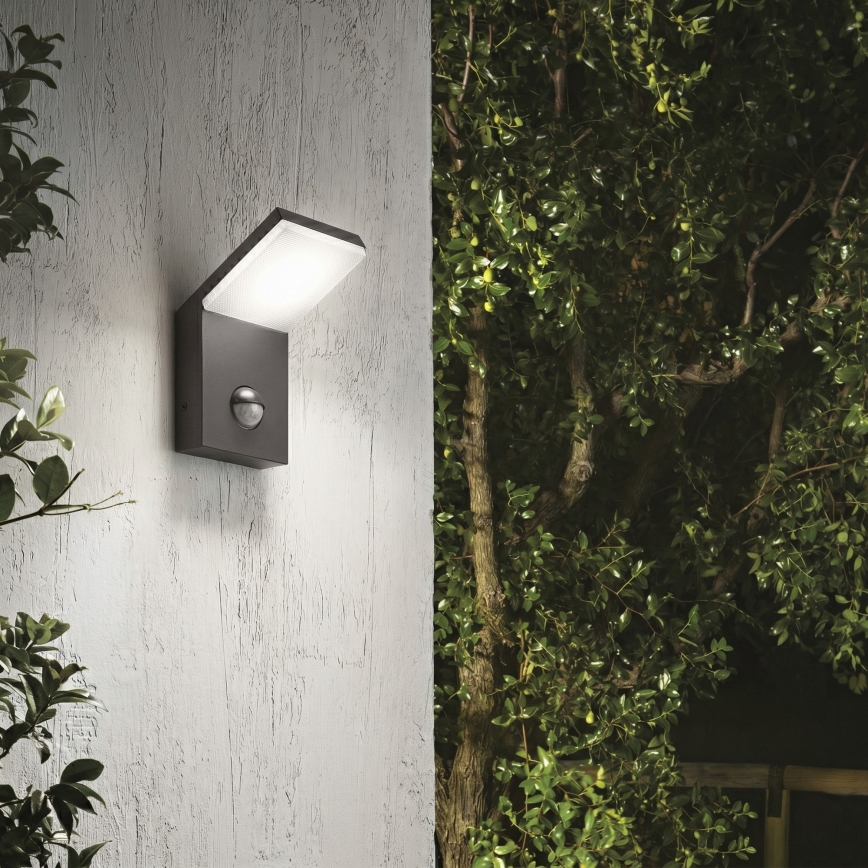 Ideal Lux - LED Venkovní svítidlo se senzorem STYLE LED/9W/230V 4000K CRI 90 IP54 antracit