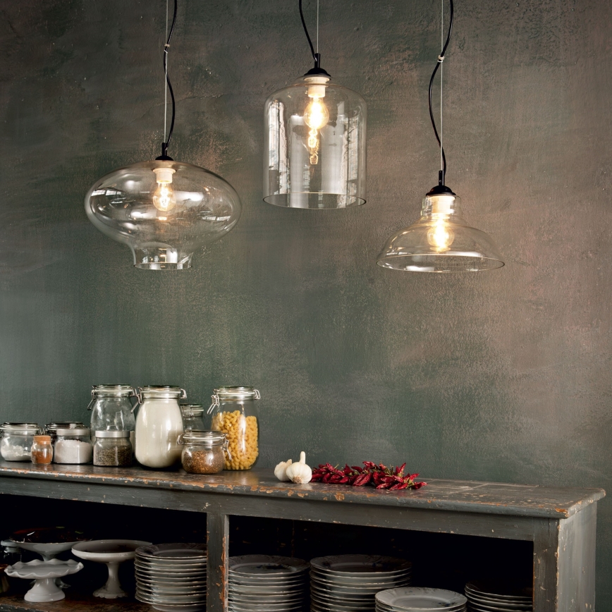 Ideal Lux - Lustr na lanku BISTRO 1xE27/60W/230V pr. 24 cm čirá