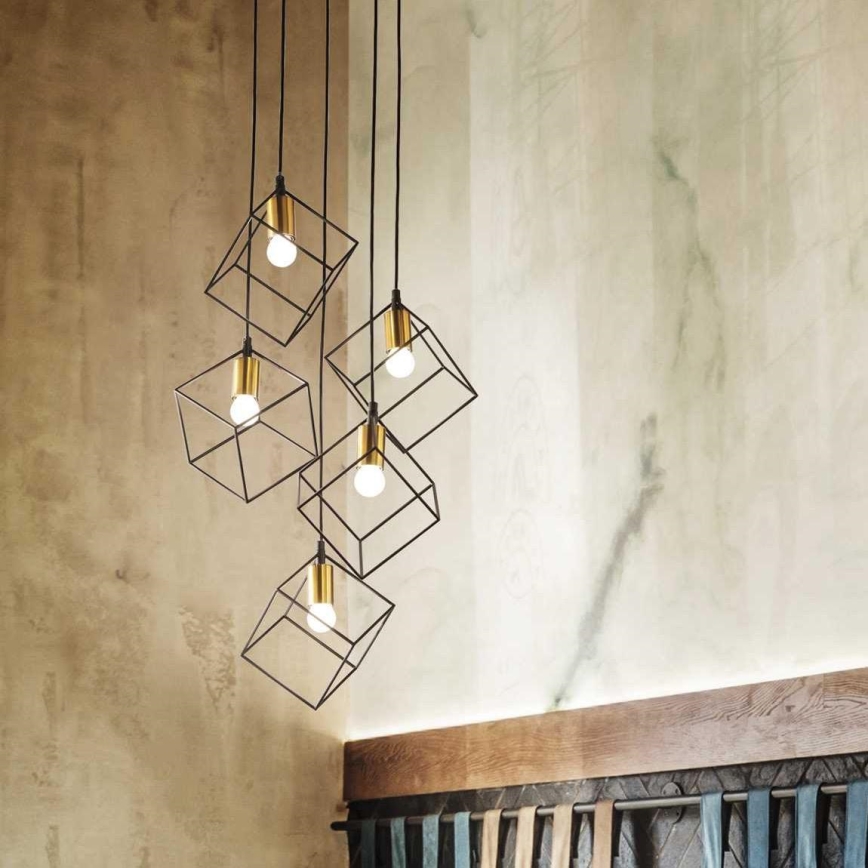 Ideal Lux - Lustr na lanku ICE 5xE27/60W/230V pr. 50 cm černá