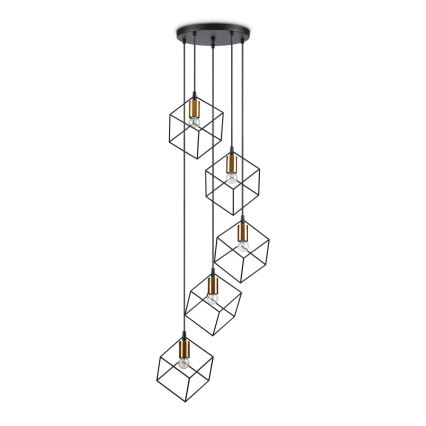 Ideal Lux - Lustr na lanku ICE 5xE27/60W/230V pr. 50 cm černá