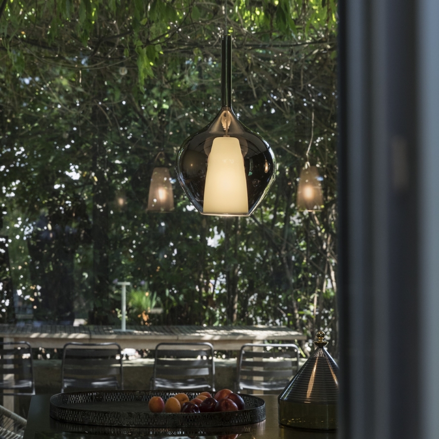 Ideal Lux - Lustr na lanku KALIQUE 1xE27/42W/230V pr. 18 cm kouřová černá