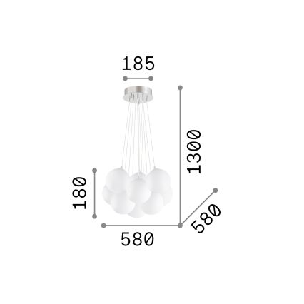 Ideal Lux - Lustr na lanku MAPA 11xE14/40W/230V pr. 58 cm bílá