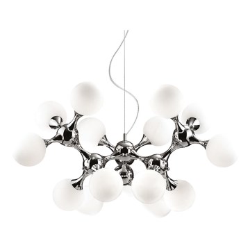 Ideal Lux - Lustr na lanku NODI 15xE14/28W/230V lesklý chrom/bílá