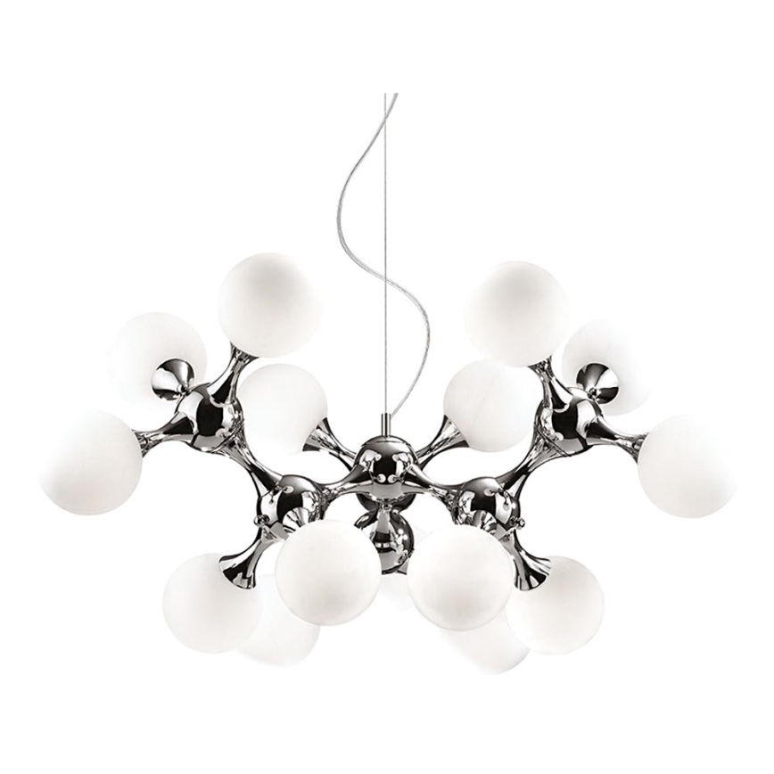 Ideal Lux - Lustr na lanku NODI 15xE14/28W/230V lesklý chrom/bílá