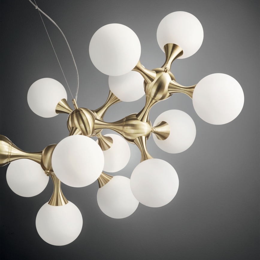 Ideal Lux - Lustr na lanku NODI 15xE14/28W/230V pr. 105 cm mosaz/bílá