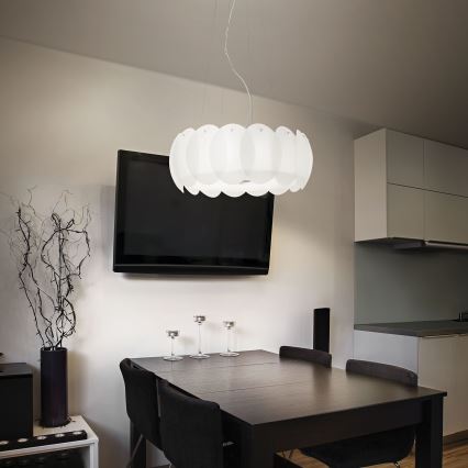 Ideal Lux - Lustr na lanku OVALINO 8xE27/60W/230V pr. 55 cm bílá
