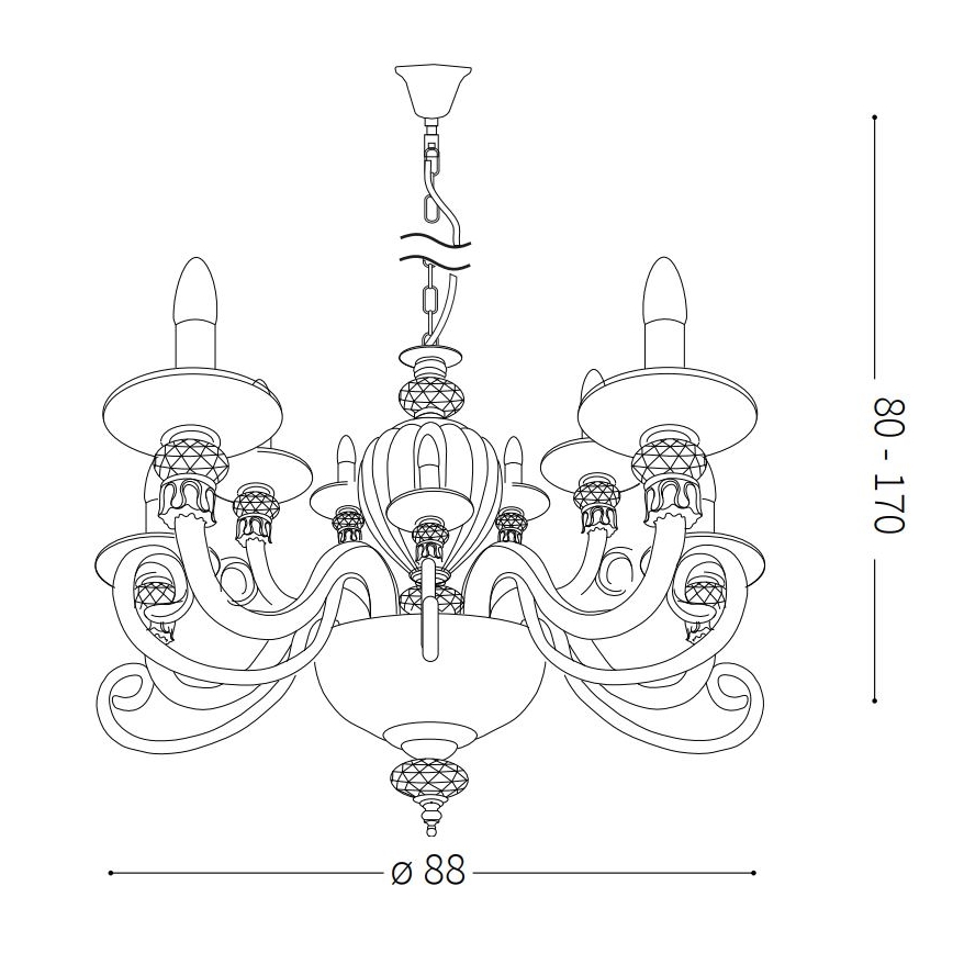 Ideal Lux - Lustr na řetězu BARONET 15xE14/40W/230V pr. 88 cm červená