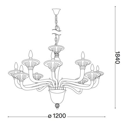 Ideal Lux - Lustr na řetězu BRIGITTA 12xE14/40W/230V pr. 120 cm mosaz