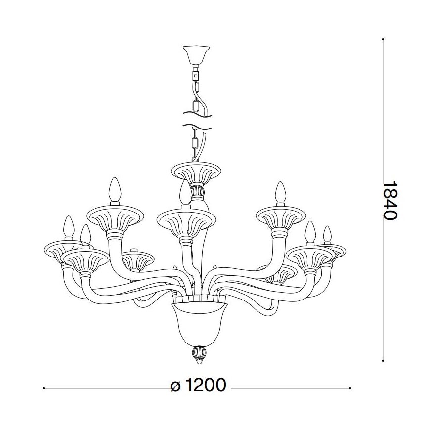 Ideal Lux - Lustr na řetězu BRIGITTA 12xE14/40W/230V pr. 120 cm mosaz
