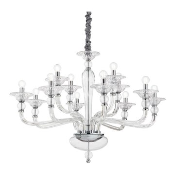 Ideal Lux - Lustr na řetězu DANIELI 12xE14/40W/230V pr. 94 cm čirá