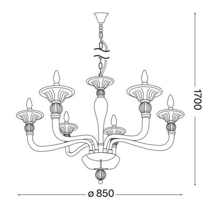 Ideal Lux - Lustr na řetězu DANIELI 6xE14/40W/230V pr. 85 cm mosaz