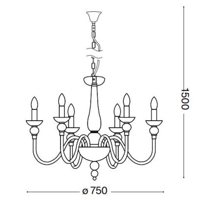 Ideal Lux - Lustr na řetězu DOGE 6xE14/40W/230V pr. 75 cm lesklý chrom