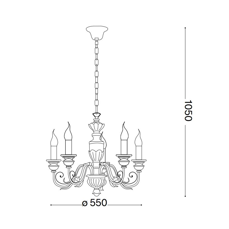 Ideal Lux - Lustr na řetězu FIRENZE 5xE14/40W/230V pr. 55 cm zlatá