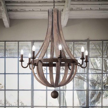 Ideal Lux - Lustr na řetězu MILLENNIUM 8xE14/40W/230V pr. 92 cm bříza/hnědá