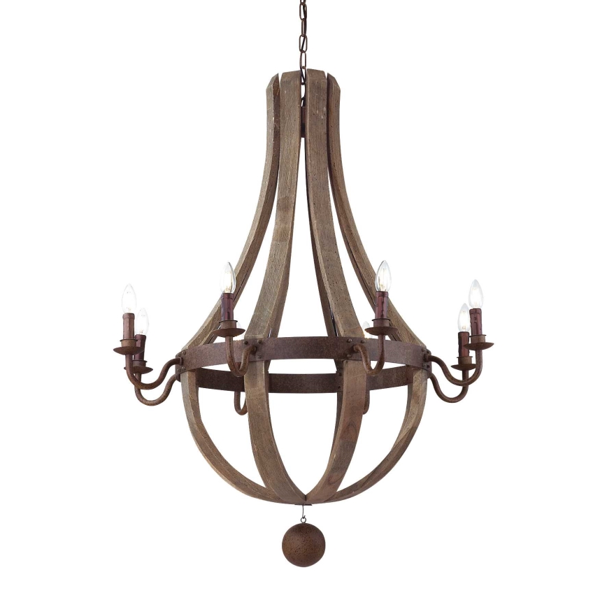 Ideal Lux - Lustr na řetězu MILLENNIUM 8xE14/40W/230V pr. 92 cm bříza/hnědá