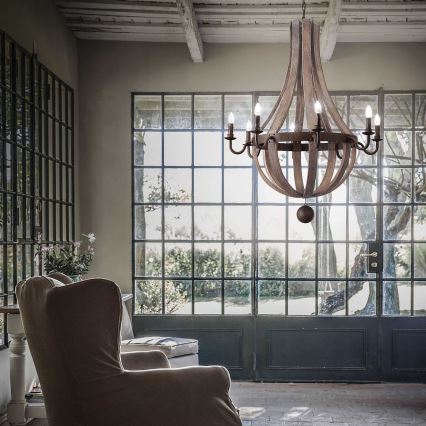Ideal Lux - Lustr na řetězu MILLENNIUM 8xE14/40W/230V pr. 92 cm bříza/hnědá