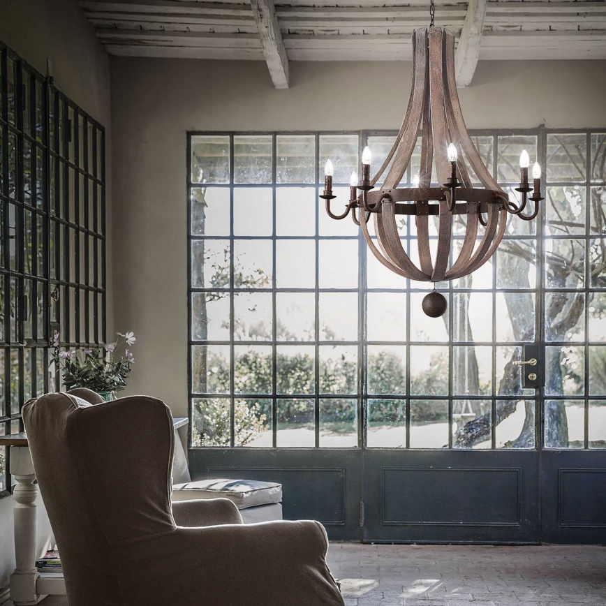 Ideal Lux - Lustr na řetězu MILLENNIUM 8xE14/40W/230V pr. 92 cm bříza/hnědá