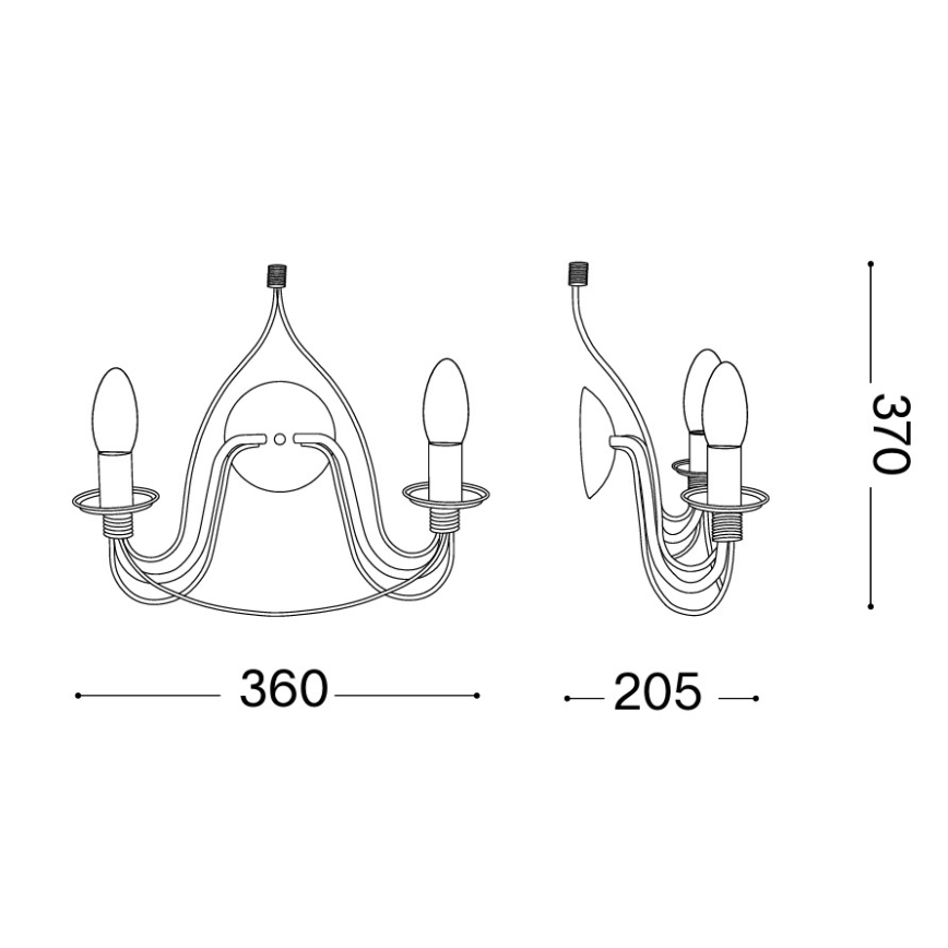 Ideal Lux - Nástěnná lampa CORTE 2xE14/40W/230V hnědá/patina