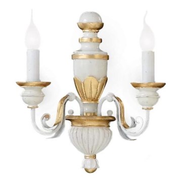 Ideal Lux - Nástěnná lampa FIRENZE 2xE14/40W/230V bílá/zlatá