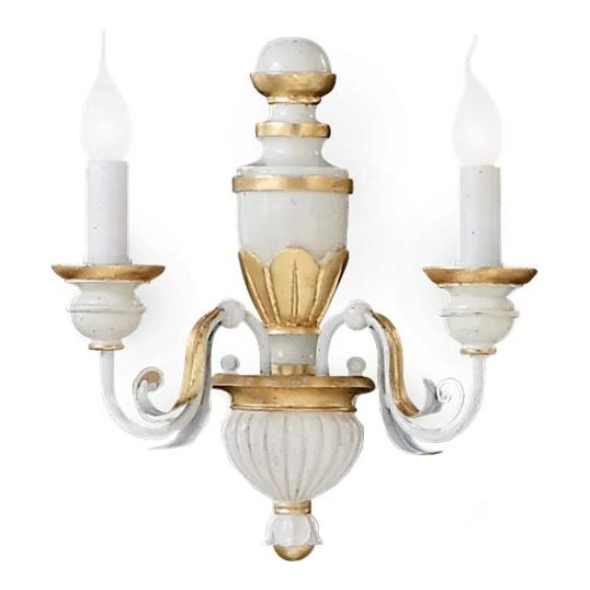 Ideal Lux - Nástěnná lampa FIRENZE 2xE14/40W/230V bílá/zlatá