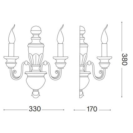 Ideal Lux - Nástěnná lampa FIRENZE 2xE14/40W/230V bílá/zlatá