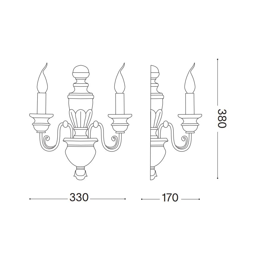 Ideal Lux - Nástěnná lampa FIRENZE 2xE14/40W/230V bílá/zlatá