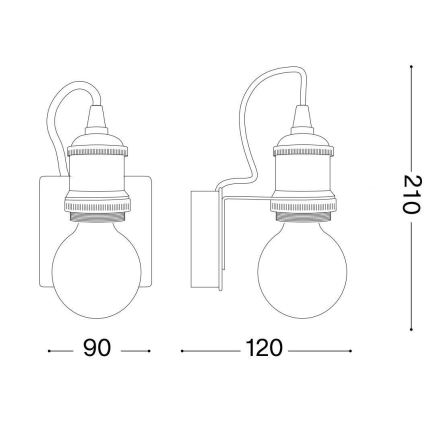 Ideal Lux - Nástěnná lampa FRIDA 1xE27/60W/230V měď