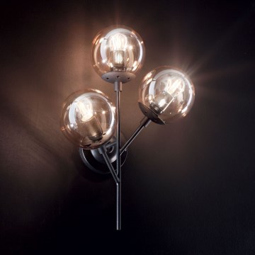 Ideal Lux - Nástěnná lampa KEPLER 3xE27/42W/230V černá/kouřová