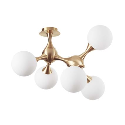 Ideal Lux - Přisazený lustr NODI 5xE14/28W/230V 50x55 cm mosaz/bílá