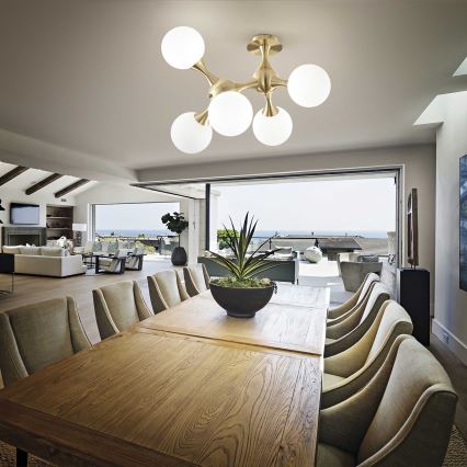 Ideal Lux - Přisazený lustr NODI 5xE14/28W/230V 50x55 cm mosaz/bílá