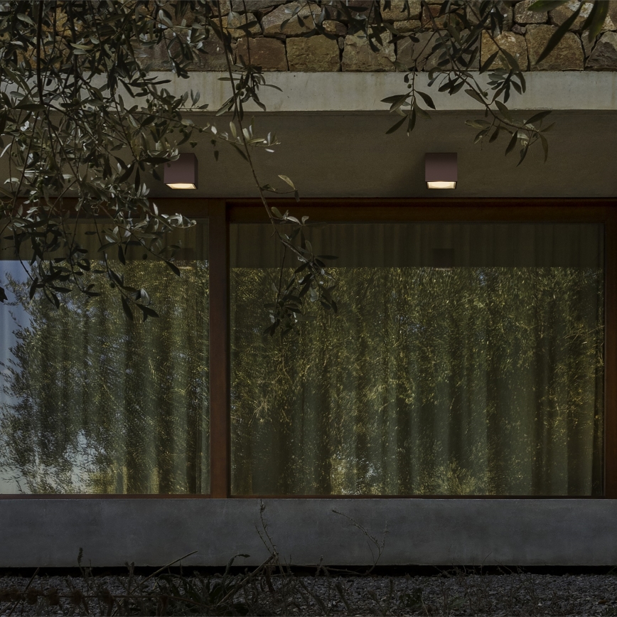 Ideal Lux - Venkovní bodové svítidlo TECHO 1xGU10/20W/230V 9x9 cm IP54 hnědá