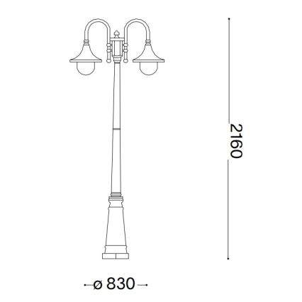Ideal Lux - Venkovní lampa CIMA 2xE27/52W/230V 216 cm IP43 hnědá