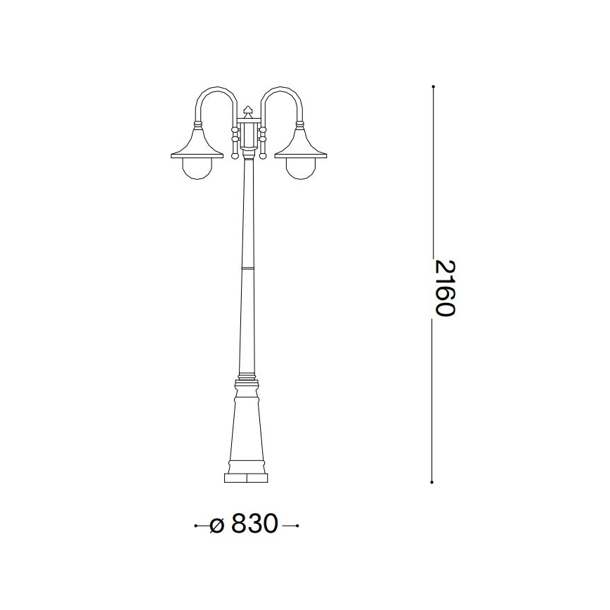 Ideal Lux - Venkovní lampa CIMA 2xE27/52W/230V 216 cm IP43 hnědá
