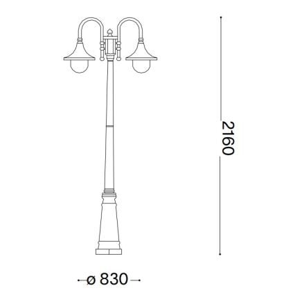 Ideal Lux - Venkovní lampa CIMA 2xE27/52W/230V 216 cm IP43 patina