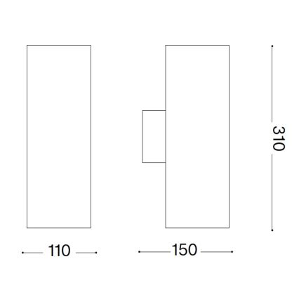 Ideal Lux - Venkovní nástěnné svítidlo GUN 1xE27/60W/230V 31 cm IP54 šedá